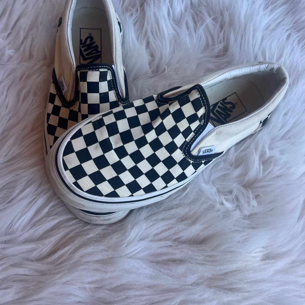 Vans Kids Black and White Checkered Slip-On Sneakers